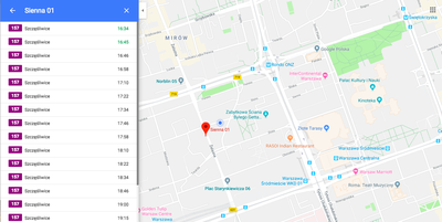 Lokalizacja autobusów w Google Maps