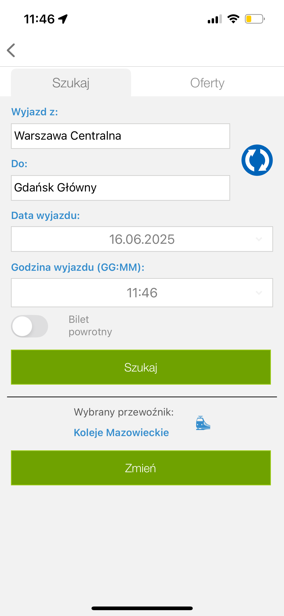 Wyszukaj pożądane połączenie.