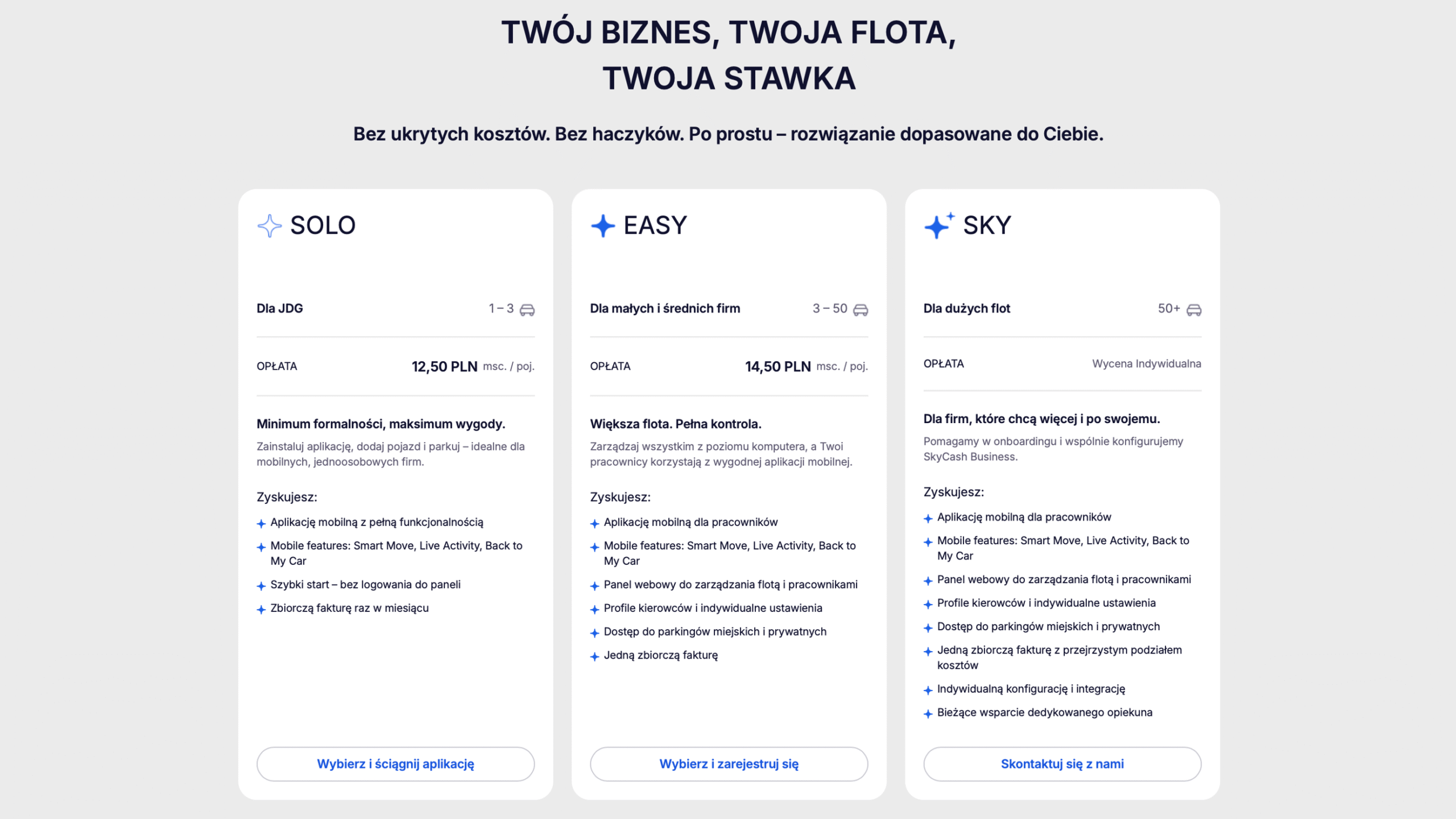 Wybierz pakiet dla swojej firmy.